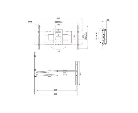 Multibrackets MB-6881 Настенный кронштейн для телевизора для телевизоров до 90" / 60kg