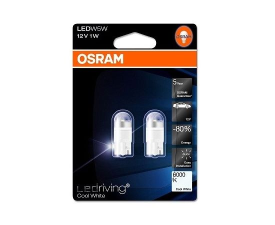 Osram Salona apgaismojuma spuldžu komplekts  W5W 2850CW-02B Cool White
