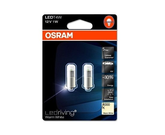 Osram spuldžu komplekts T4W BA9s 4000K 1W 3850WW-02B