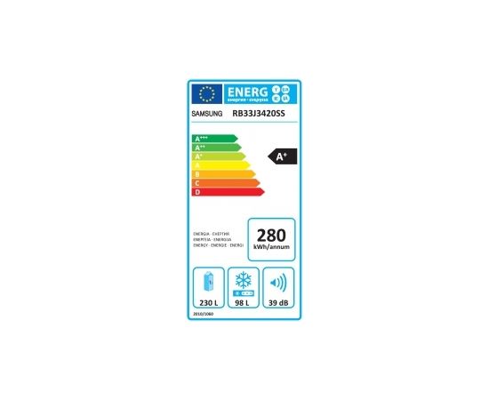 SAMSUNG RB33J3420SS/EF ledusskapis NoFrost 185cm