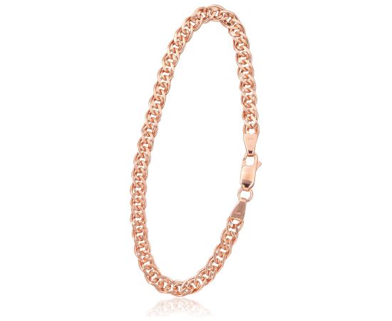 Sudraba ķēdīte Mona Liza 4,9 mm, dimantu apstrādājums #2400062(PAu-R)-bracelet, Sudrabs 925°, sarkanais zelts (pārklājums), garums: 19 cm, 6.2 gr. Aproces-ķēdītes