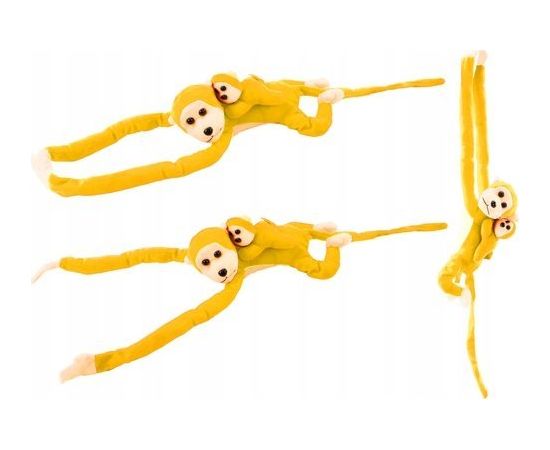 LeanToys Maskotka Pluszowa Małpka z Dzieckiem Żółta 90 cm