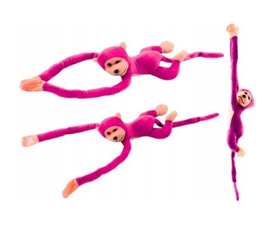 LeanToys Maskotka Pluszowa Małpka z Dźwiękiem Ciemno Różowa 60 cm