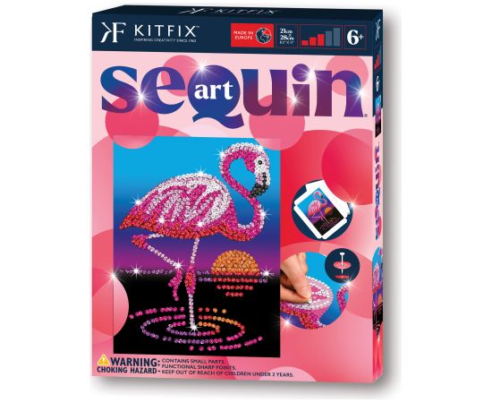 KITFIX Amatniecības komplekts Sequin Art Red spīdumiņu māksla, Flamingo Frenkijs