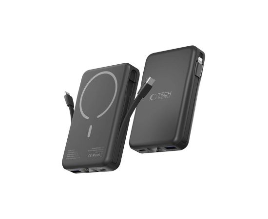 Tech-Protect LifeMag PB31 Powerbank с MagSafe 10000mAh 15W USB-C | USB-A | встроенный кабель USB-C | Lightning - черный