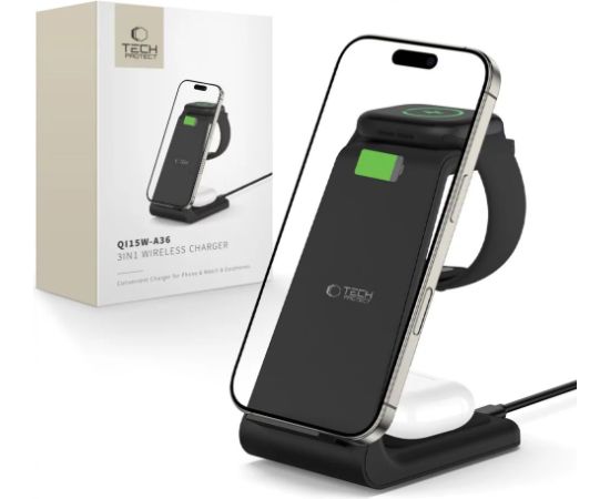 Tech-Protect беспроводное зарядное устройство A36 3in1 QI15W, black