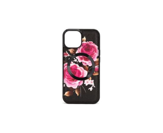 Evelatus Apple  iPhone 14 Leather Case Zipper Design Flower Black