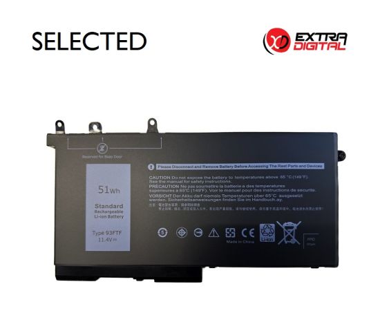 Extradigital Notebook Battery DELL D4CMT, 51Wh, Extra Digital Selected Baterijas portatīvajiem datoriem