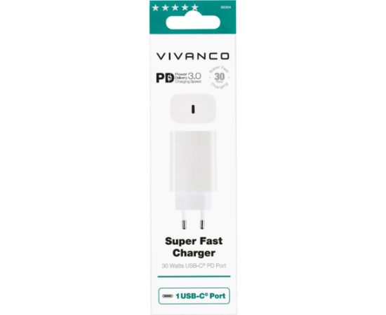 Vivanco зарядное устройство USB-C PD3 30W, белый (62304)
