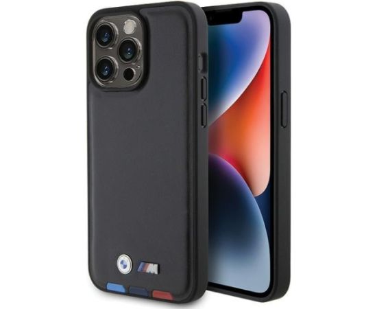 BMW Leather Stamp Tricolor Back Case Aizsargapvalks Priekš Apple iPhone 15 Pro Max