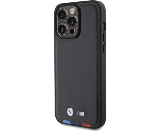 BMW Leather Stamp Tricolor Back Case Aizsargapvalks Priekš Apple iPhone 15 Pro Max