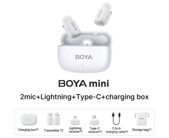 Boya беспроводной микрофон mini-13 Lightning/USB-C, белый