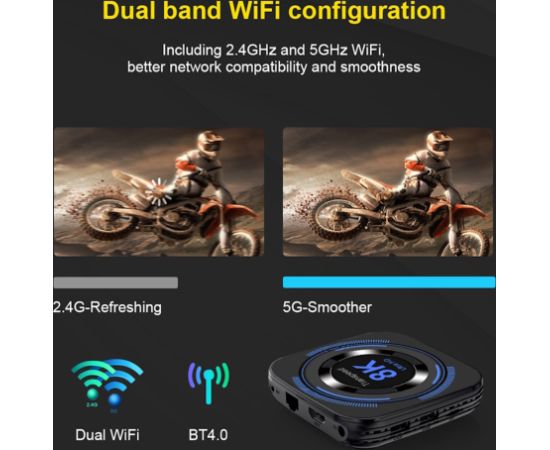 Tvix 8K H618 8K Мультимедиа консоль TV Box 4GB + 32GB Android 12 Bluetooth / Wi-Fi Черный