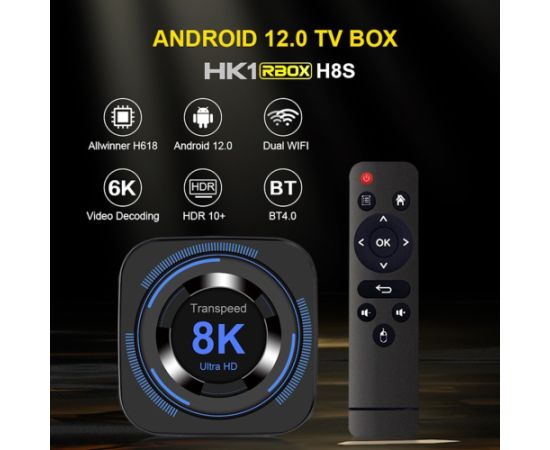 Tvix 8K H618 8K Мультимедиа консоль TV Box 4GB + 32GB Android 12 Bluetooth / Wi-Fi Черный
