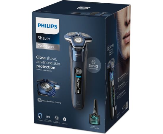 Philips SHAVER Series 7000 S7885/50 men's shaver Rotation shaver Trimmer Black, Blue Matu, Bārdas, Ķermeņa trimmeri