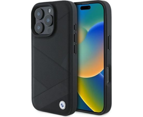 BMW Sign Leather Crossing Lines Pattern Чехол для Apple iPhone 16 Pro Max