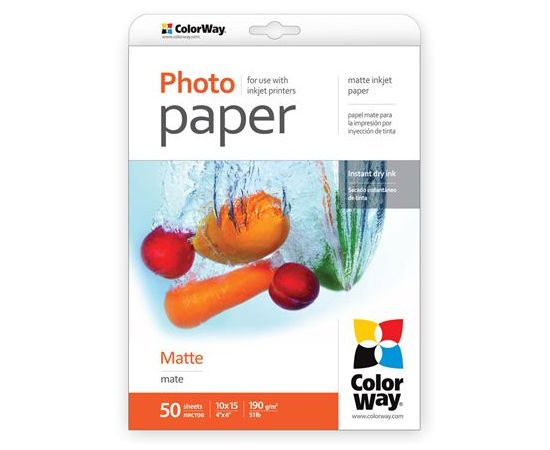 ColorWay Matte Photo Paper, 50 sheets, 10x15, 190 g/m²