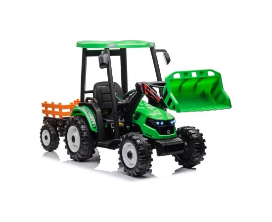Lean Cars Hercules Battery-Powered Tractor With Trailer, Green 24V Детский электромобиль