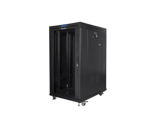 FLOOR-STANDING RACK CABINET 19" 22U 800X1000 BLACK LCD GLASS DOOR LANBERG (FLAT PACK) V2