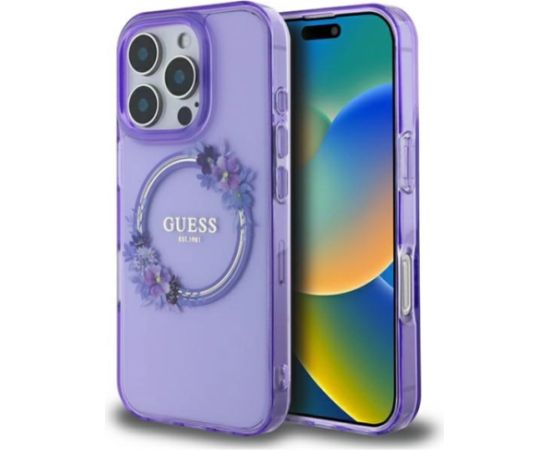 Guess IML Flowers Wreath MagSafe Case Защитный Чехол для Apple iPhone 16 Pro Max