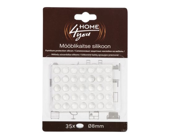 Mēbeļu aizsardzība silikons D8mm x 35gab, caurspīdīgs