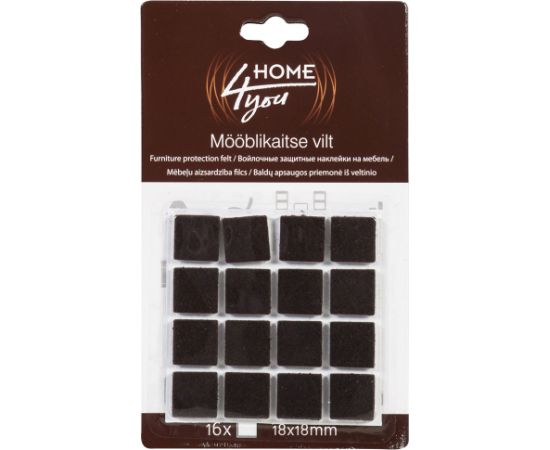 Mēbeļu aizsardzība filcs 18x18mm x 16gab, melns