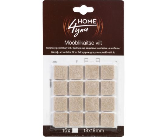Mēbeļu aizsardzība filcs 18x18mm x 16gab, bēša