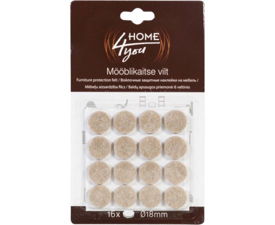 Mēbeļu aizsardzība filcs D18mm x 16gab, bēša
