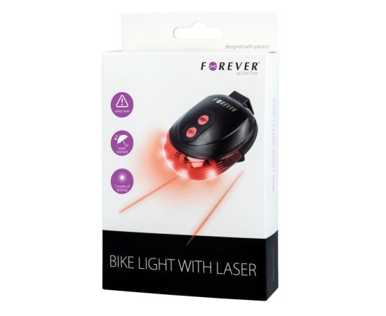 Forever Velo Aizmugurējais Led spuldzes elements ar Sarkanu lāzera līniju projekciju uz ceļa