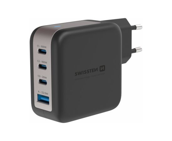 Swissten GaN 3x USB-C PD 100W / USB-A 18W QC Tīkla Lādētājs