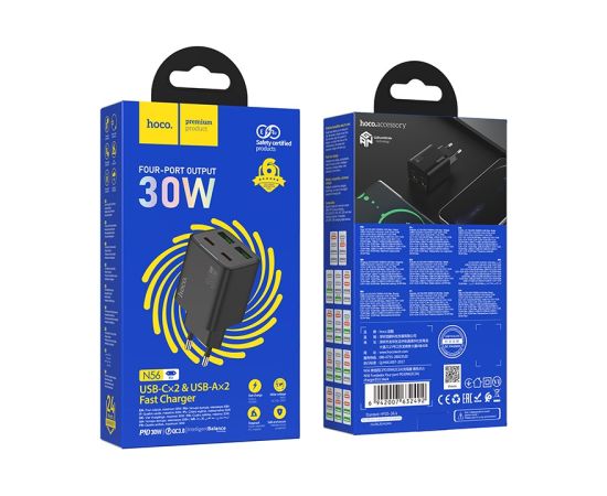 Charger Hoco N56 2xUSB-C/2xUSB-A PD30W black