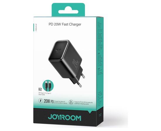 Charger Joyroom JR-TCF06 USB-C PD20W + USB-C to USB-C 1.0m cable black