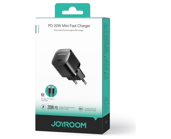 Charger Joyroom JR-TCF02 USB-C PD20W + USB-C 1.0m cable black
