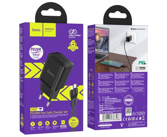 Charger Hoco N27 PD20W + Type-C black
