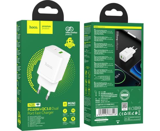Charger Hoco N28 PD20W+QC3.0 white