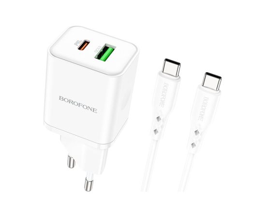 Charger Borofone BN7 Type-C 20W/USB-A 18W PD20W+QC3.0 + Type-C white