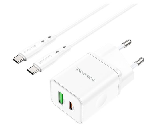 Charger Borofone BN7 Type-C 20W/USB-A 18W PD20W+QC3.0 + Type-C white