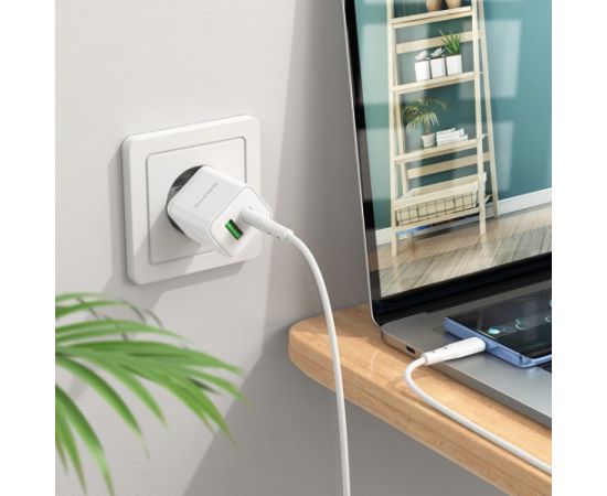 Charger Borofone BN7 Type-C 20W/USB-A 18W PD20W+QC3.0 + Type-C white