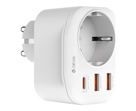 Devia Strāvas kontaktligzda PD Lādētājs 20W USB-C / 2x USB 3A