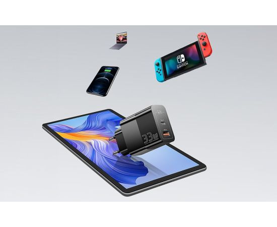 Charger USB-C+USB-A 33W Essager GaN (black)