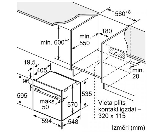 Bosch HBA534BB3 s4 iebūv. cepeškrāsns, 3DHotAir, melna