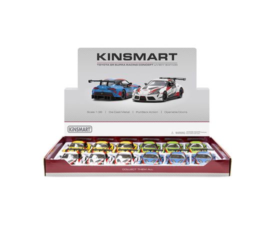 Kinsmart Metāla auto modelis Toyota GR Supra Racing Concept with printing (kastītē )1:36 KT5421WF