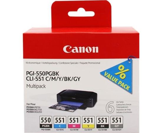 Canon PGI-550/CLI-551 PGBK/C/M/Y/BK/GY Multi Pack