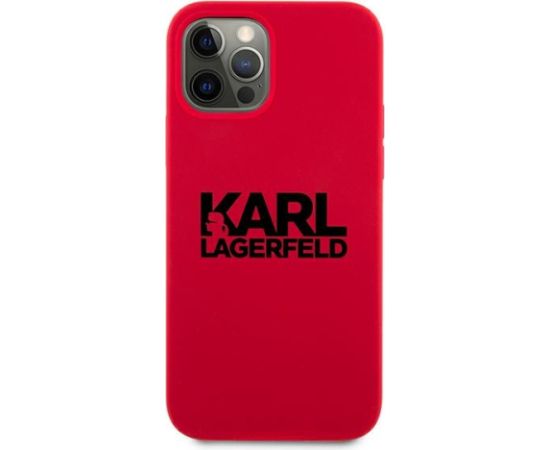 KLHCP12MSLKLRE Karl Lagerfeld Stack Black Logo Silicone Case for iPhone 12|12 Pro 6.1 Red