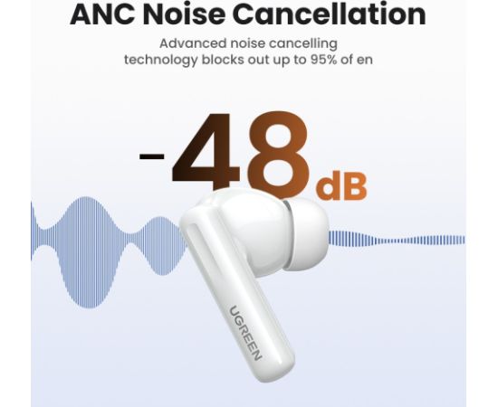 Wireless headphones Ugreen WS200 HiTune T6 Active Noise-Cancelling Earbuds white