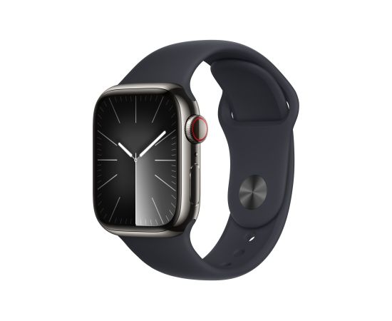 Apple Watch Series 9 GPS + Cellular 41mm Graphite Stainless Steel Case with Midnight Sport Band Smart-Watch Умные часы