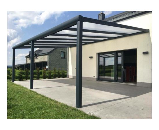 Навес алюминиевый 3060х4000х2500мм (темно-серый) с покрытием из поликарбоната 16мм Тенты и аксессуары