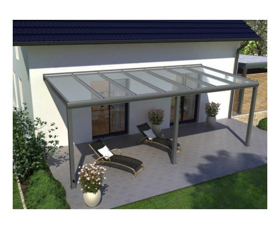 Навес алюминиевый 3060х4000х2500мм (темно-серый) с покрытием из поликарбоната 16мм Тенты и аксессуары