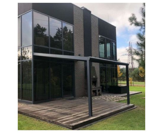 Навес алюминиевый 3060х4000х2500мм (темно-серый) с покрытием из поликарбоната 16мм Тенты и аксессуары