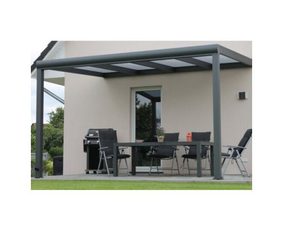 Навес алюминиевый 3060х4000х2500мм (темно-серый) с покрытием из поликарбоната 16мм Тенты и аксессуары